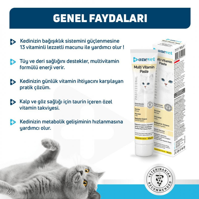 OneVet Multi Vitamin 50 Gr Paste Bağışıklık Destekleyici Kedi Maltı 