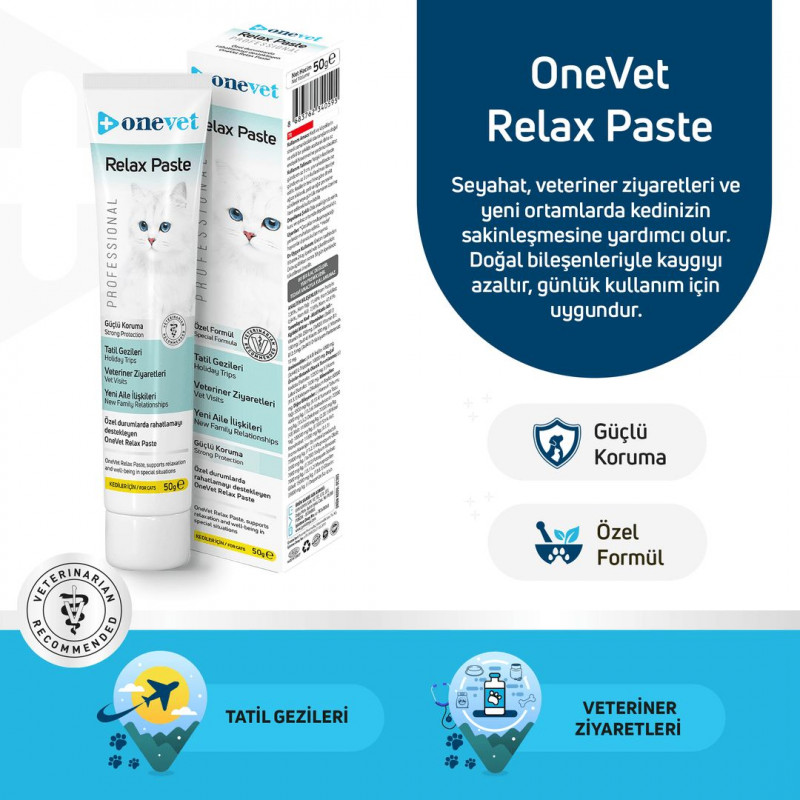 OneVet Relax Paste 50 Gr Stres Ve Anksiyete Azaltıcı Kedi Maltı 