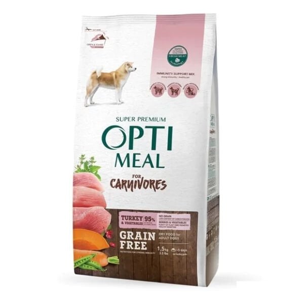 Optimeal 1,5 Kg For Carnivores Grain Free Hindi ve Sebze | Tahılsız Köpek Kuru Maması