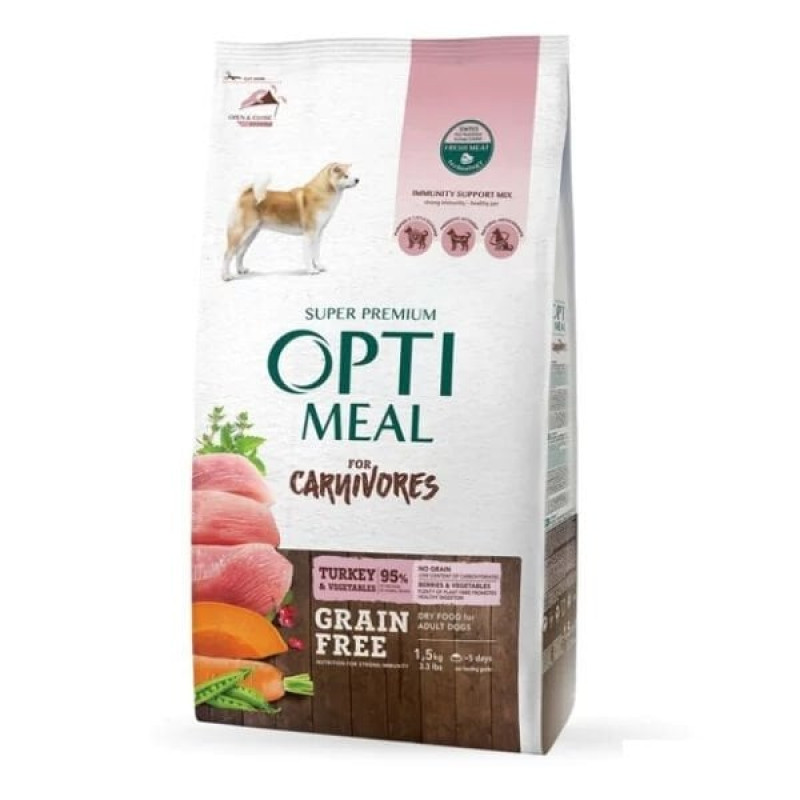 Optimeal 1,5 Kg For Carnivores Grain Free Hindi ve Sebze | Tahılsız Köpek Kuru Maması Optimeal 1,5 Kg For Carnivores Grain Free Hindi ve Sebze | Tahılsız Köpek Kuru Maması