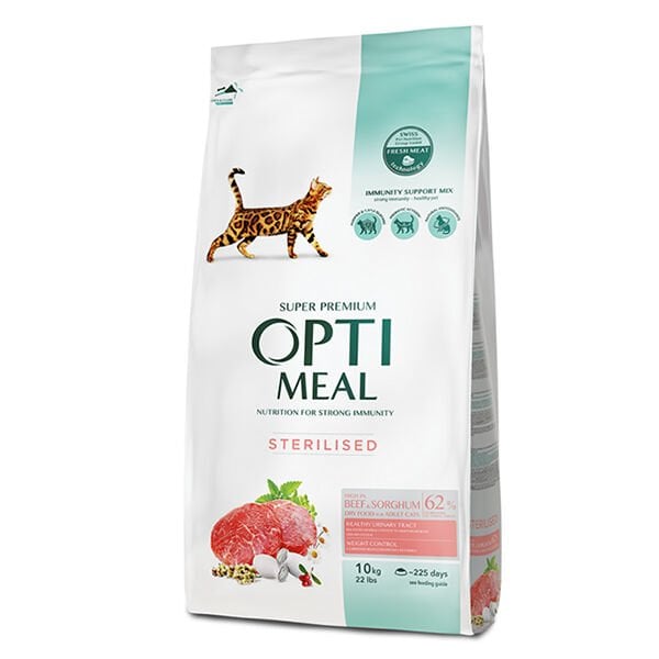Optimeal 10 Kg Sterilised Dana ve Sorgum | Kısırlaştırılmış Kedi Maması
