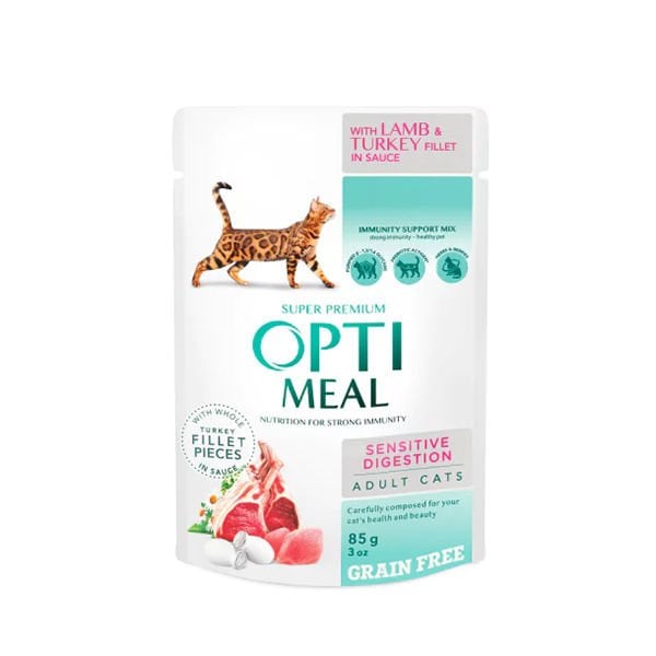 Optimeal 85 Gr Sensitive Digestion With Lamb and Turkey Fillet İn Sauce | Yetişkin Kedi Maması