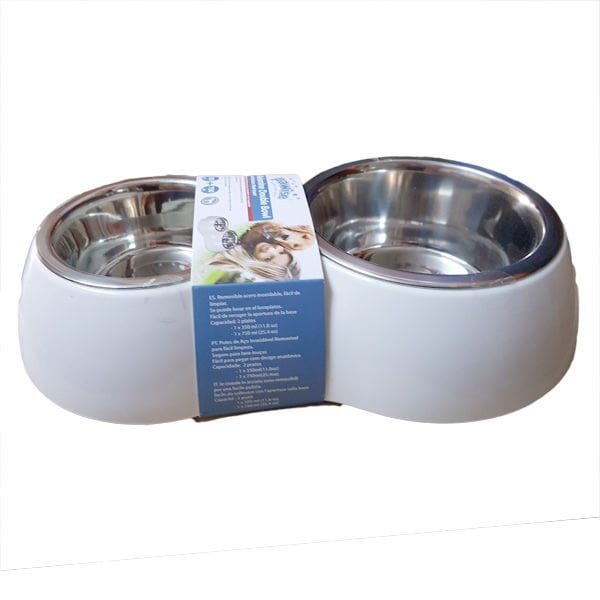 Pawise 2 Adet Melamin Gövdeli Mama ve Su Kabı Gri 350 Ml | İkili Mama Ve Su Kabı