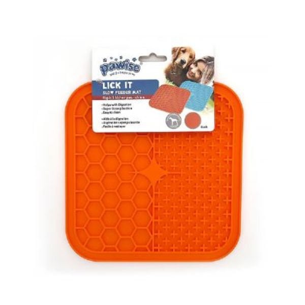 Pawise  21x21 Cm Silikon Sıvı Ödül Yalama Matı Turuncu | Mama Altlığı