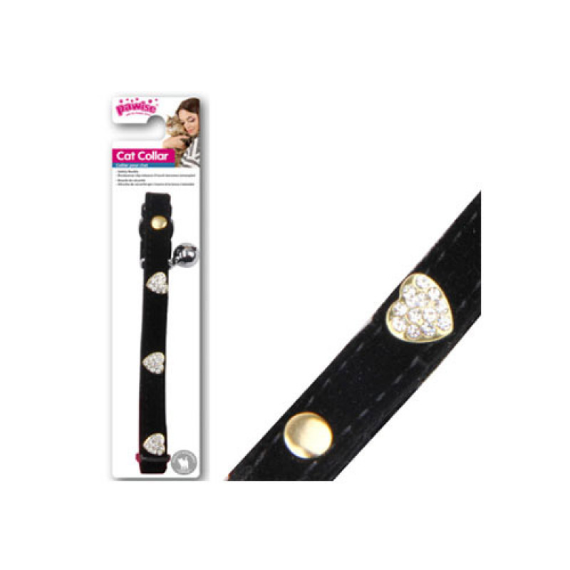 Pawise Kalp Taşlı Siyah Kedi Boyun Tasması | Kedi Boyun Tasması Pawise Kalp Taşlı Siyah Kedi Boyun Tasması | Kedi Boyun Tasması