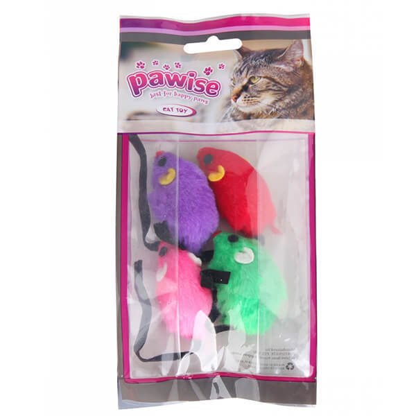 Pawise Karışık Renkli Fare Oyuncağı Paketi 4'Lü | Kedi Fare Oyuncak