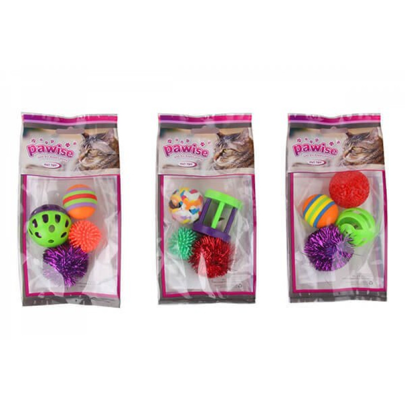 Pawise Karışık Şekilli Oyuncak 1 Paket 4'Lü | Kedi Top Oyuncak Pawise Karışık Şekilli Oyuncak 1 Paket 4'Lü | Kedi Top Oyuncak