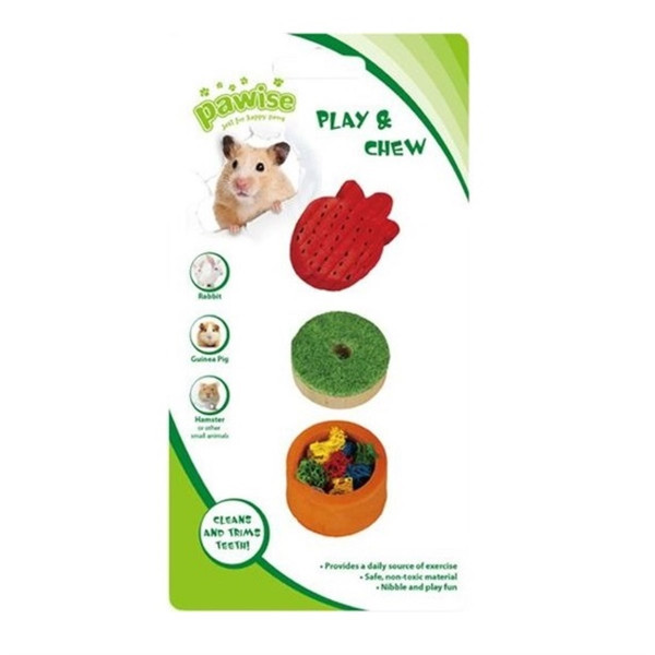 Pawise No 1 Ahşap & Lif Yenebilir Kemirme Oyuncağı | Ginepig Kemirme
