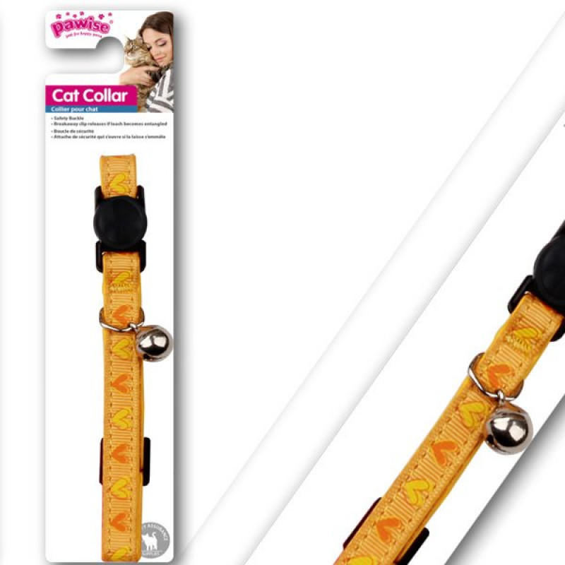Pawise Sarı Kalpli Boyun Tasması | Kedi Boyun Tasması