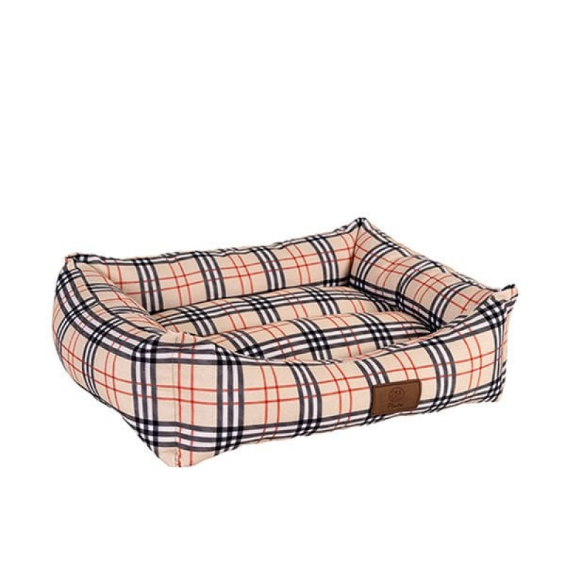 Peggy 80x60x23 Cm Lady Yatak Krem Ekose Large | Kumaş Köpek Yatağı