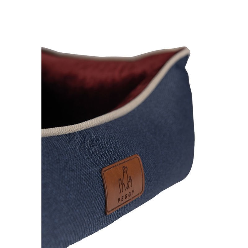 Peggy 85x68x30 Cm Lola Yatak Lacivert Bordo Large | Kumaş Köpek Yatağı