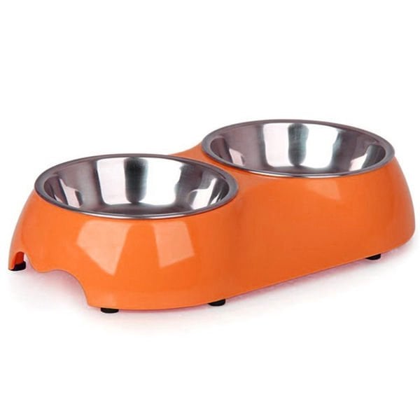 Pet Loves 160 Ml İkili Melamin Mama ve Su Kabı Turuncu 25x14x4,6 Cm | İkili Mama Ve Su Kabı