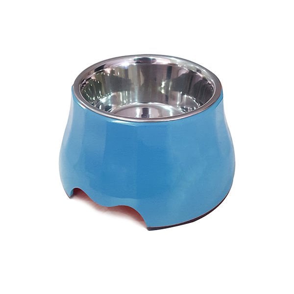 Pet Loves 400 Ml Yükseltili Melamin Mama ve Su Kabı Mavi | Metal Mama Ve Su Kabı