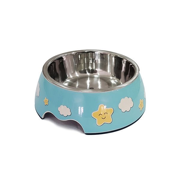 Pet Loves 700 Ml Melamin Bulut Desenli Mama ve Su Kabı 22x21x7,5 Cm | Metal Mama Ve Su Kabı