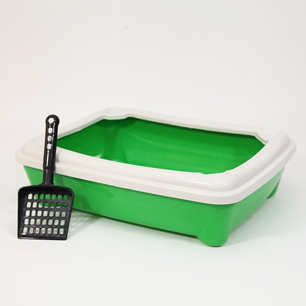 Pet Style 49X37.5X13.5h Cm Kitty Açık Tuvalet Kabı Yeşil | Açık Kedi Tuvaleti