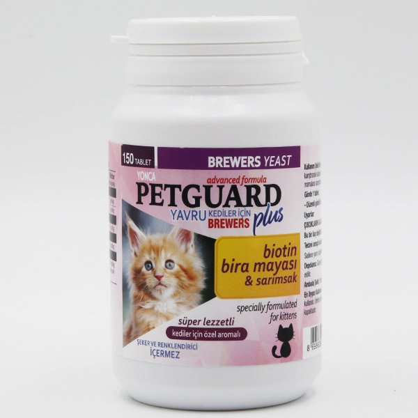 Petguard 150 Adet Yavru Kediler İçin Biotin Ve Sarımsaklı Bira Mayası Tablet | Yavru Kedi Bakım