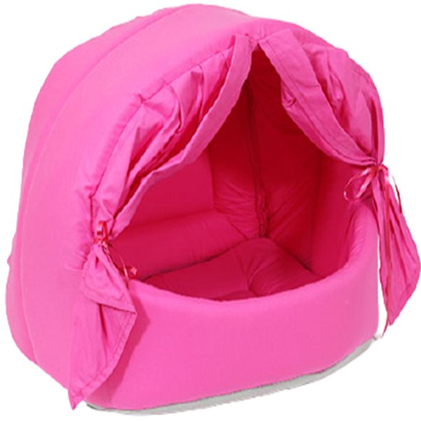 Petpretty Vp-1552 Perdeli Kumaş Yuva Pembe 40X50X36h Cm | Yuvalı Köpek Yatağı