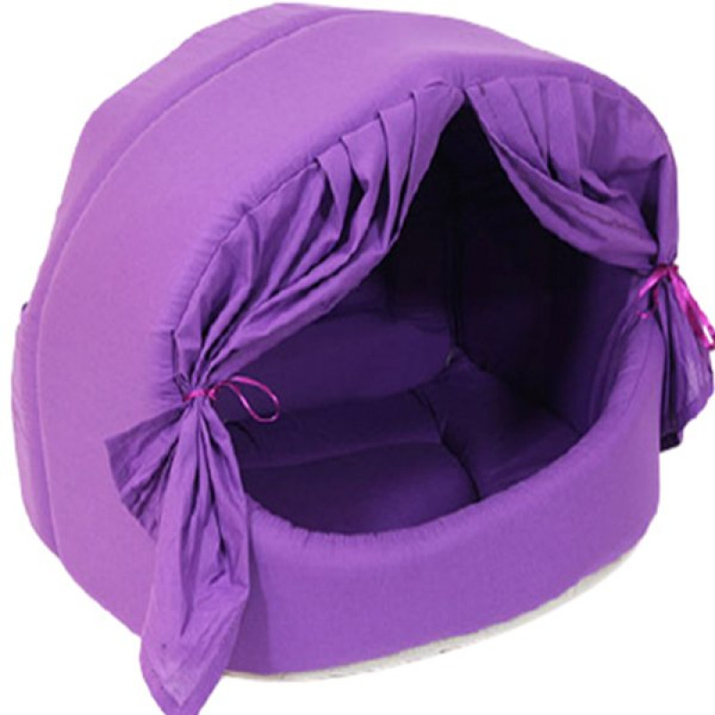 Petpretty Vp-1555 Perdeli Kumaş Yuva Mor 40X50X36h Cm | Yuvalı Köpek Yatağı
