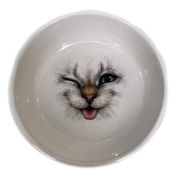 Petzz 12.5x3h Cm Gülen Kedi Desenli Seramik Mama Ve Su Kabı Small 230 Ml | Seramik Mama Ve Su Kabı