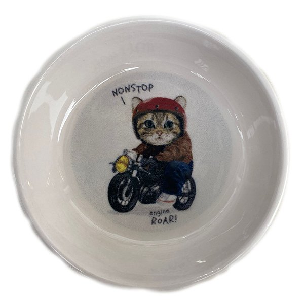 Petzz 12.5x3h Cm Motor Süren Kedi Desenli Seramik Mama Ve Su Kabı Small 230 Ml | Seramik Mama Ve Su Kabı