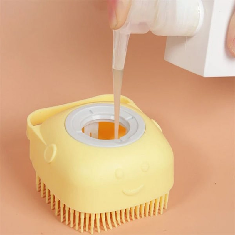 Petzz 8.4x6x8.4 Cm Hazneli Silikon Banyo Şampuan Fırçası Yeşil | Köpek Tarağı