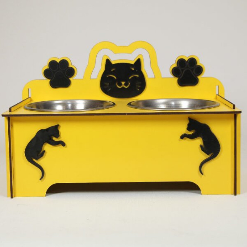 Petzz 9 Cm Ahşap Mama ve Su Kabı Seti Sarı 2x300 Ml | İkili Mama Ve Su Kabı Petzz 9 Cm Ahşap Mama ve Su Kabı Seti Sarı 2x300 Ml | İkili Mama Ve Su Kabı