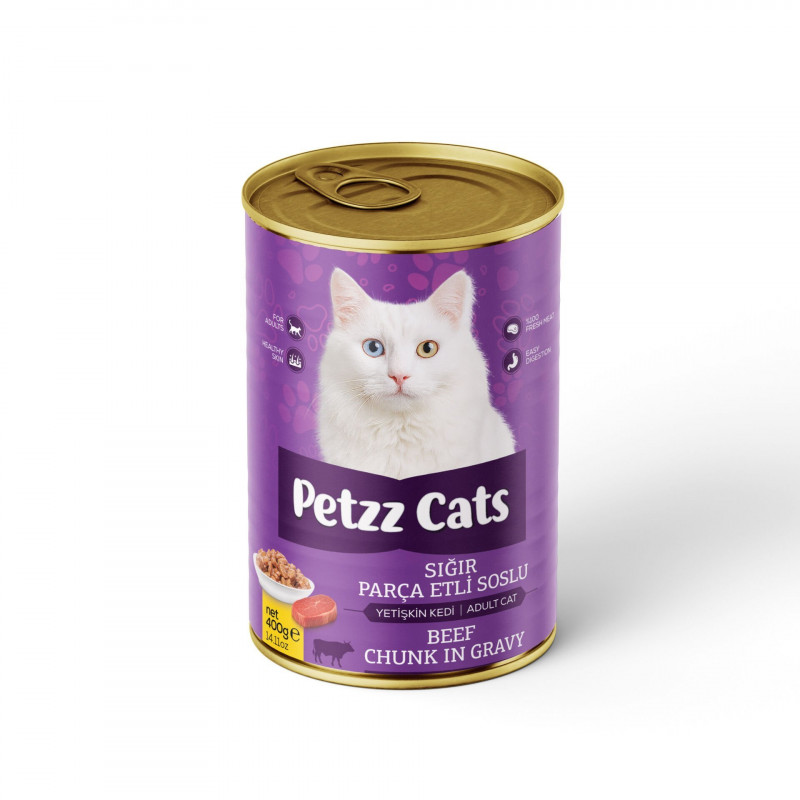PetzzCats 400 Gr Sığır Etli Yetişkin Kedi Konservesi 