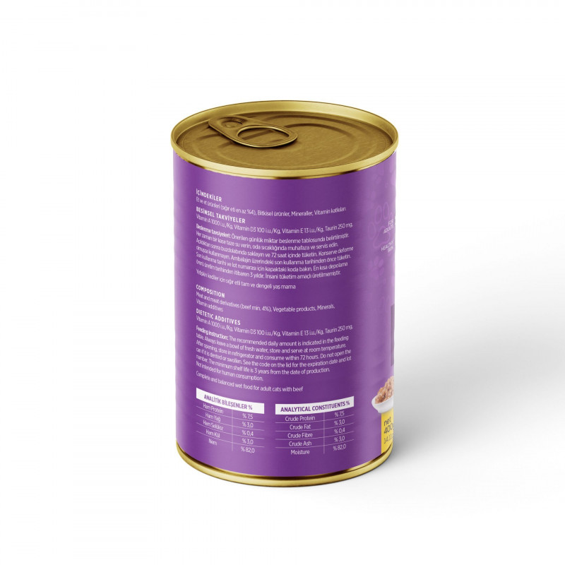 PetzzCats 400 Gr Sığır Etli Yetişkin Kedi Konservesi 
