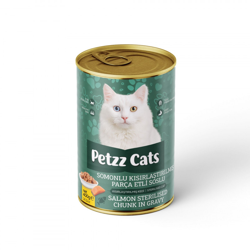 PetzzCats 400 Gr Somonlu Kısırlaştırılmış Kedi Konservesi 