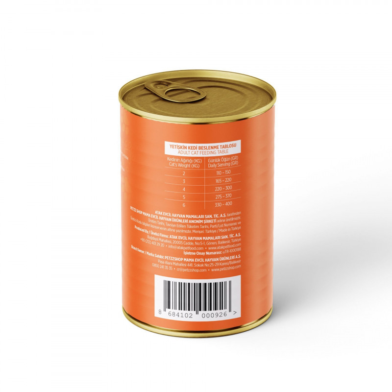 PetzzCats 400 Gr Tavuk Etli Yetişkin Kedi Konservesi 