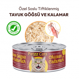 PetzzCats 70 Gr Tavuk & Kalamar Konserve Kedi Maması