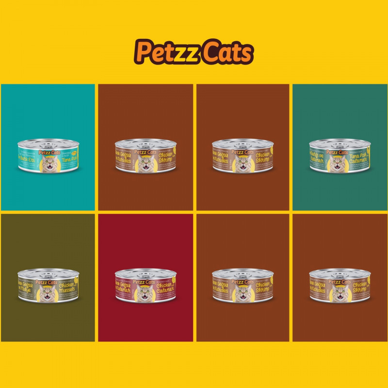 PetzzCats 70 Gr Tavuk & Karides Konserve Kedi Maması 