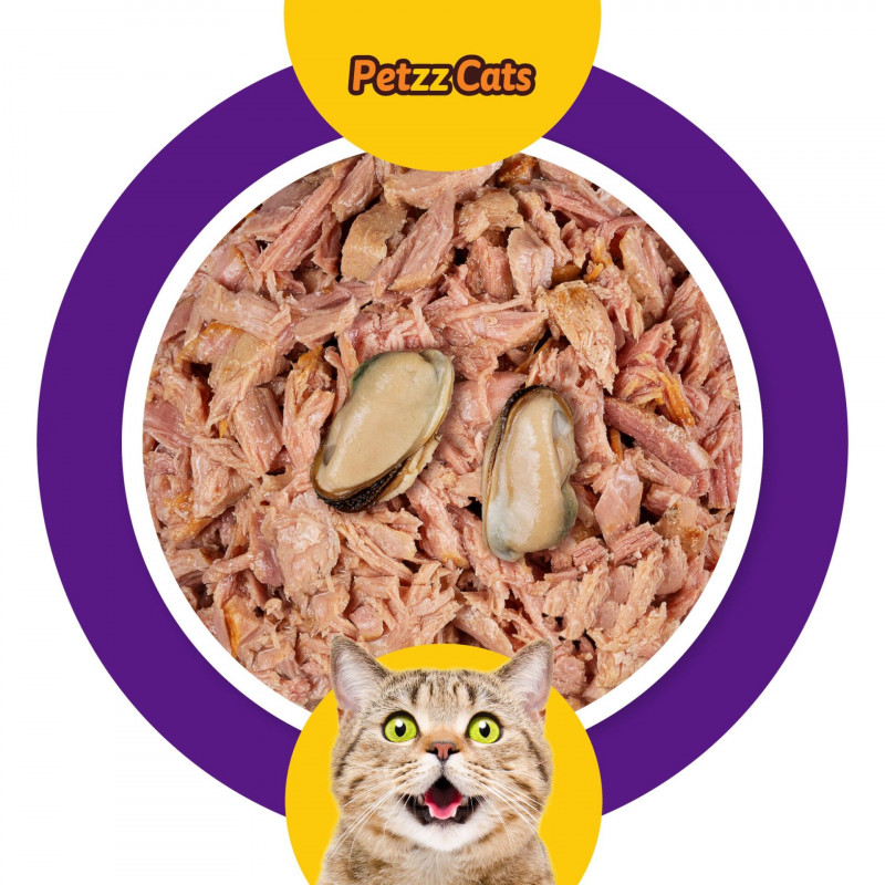 PetzzCats 70 Gr Ton Balığı & Midye Konserve Kedi Maması 