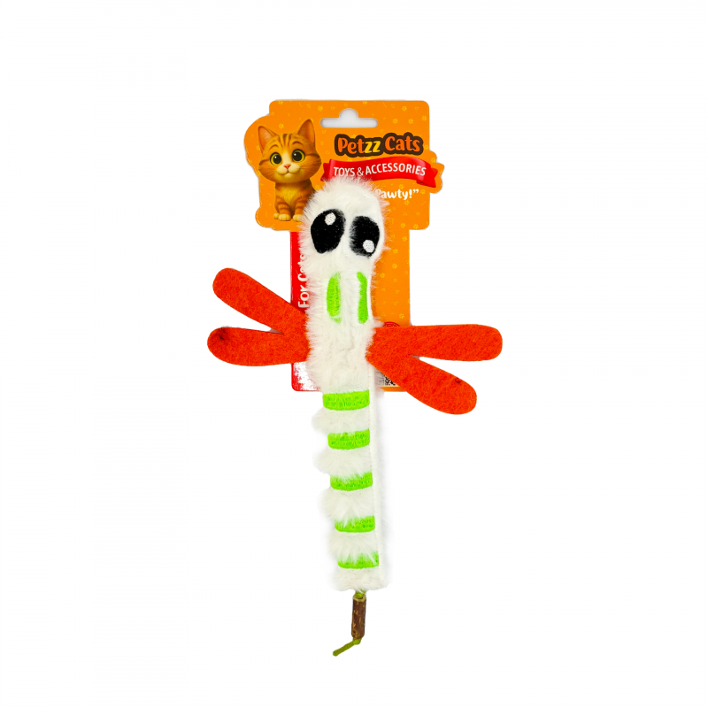 PetzzCats DragonFly Matatabi ve Çıngırak Sesli Peluş Kedi Oyuncağı Beyaz 22x15 Cm