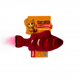 PetzzCats Fish Matatabili ve Çıngırak Sesli Peluş Kedi Oyuncağı Bordo 21x7 Cm