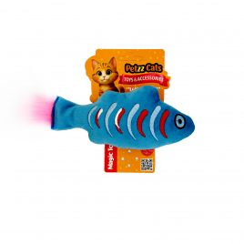 PetzzCats Fish Matatabili ve Çıngırak Sesli Peluş Kedi Oyuncağı Mavi 21x7 Cm