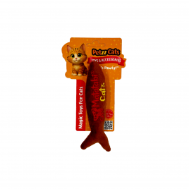 PetzzCats Fishy Matatabi ve Çıngırak Sesli Peluş Kedi Oyuncağı Kahverengi 13x5 Cm