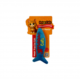 PetzzCats Fishy Matatabi ve Çıngırak Sesli Peluş Kedi Oyuncağı Mavi 13x5 Cm