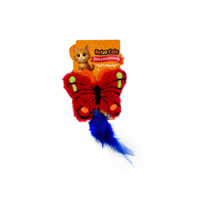 PetzzCats Kelebek Matatabi ve Çıngırak Sesli Peluş Kedi Oyuncağı Turuncu 12x15 Cm