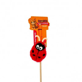 PetzzCats LadyBird Matatabi ve Çıngırak Sesli Kedi Oltası Oyuncağı Kırmızı/Sarı 42 Cm