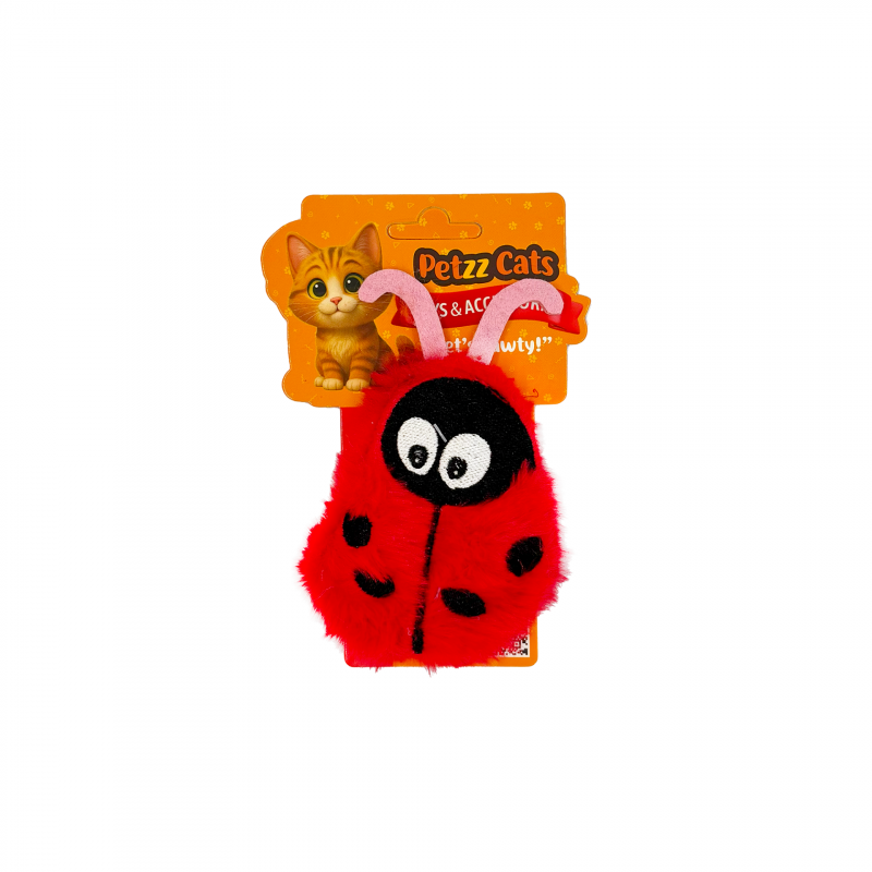 PetzzCats LadyBird Matatabi ve Çıngırak Sesli Peluş Kedi Oyuncağı Kırmızı 11x11 Cm