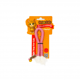 PetzzCats Rope Matatabi ve Çıngırak Sesli Peluş Kedi Oyuncağı Pembe 23cm