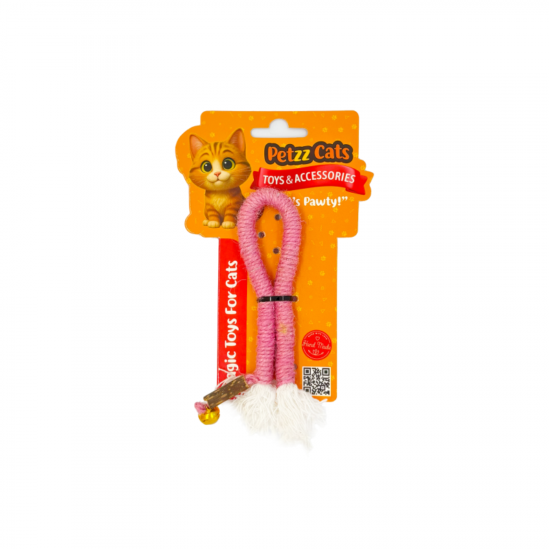 PetzzCats Rope Matatabi ve Çıngırak Sesli Peluş Kedi Oyuncağı Pembe 23cm