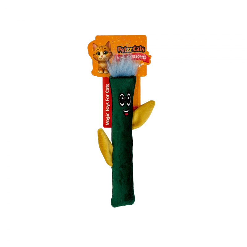 PetzzCats Tree Matatabi ve Çıngırak Sesli Peluş Kedi Oyuncağı Yeşil 20x12 Cm