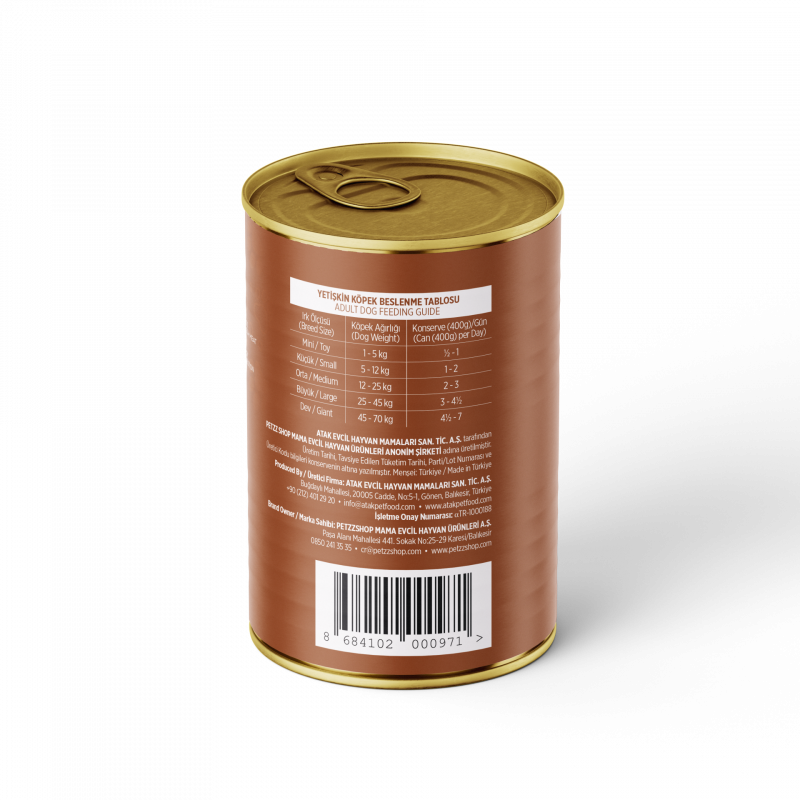 PetzzDogs 400 Gr Kuzu Etli Yetişkin Köpek Konservesi 