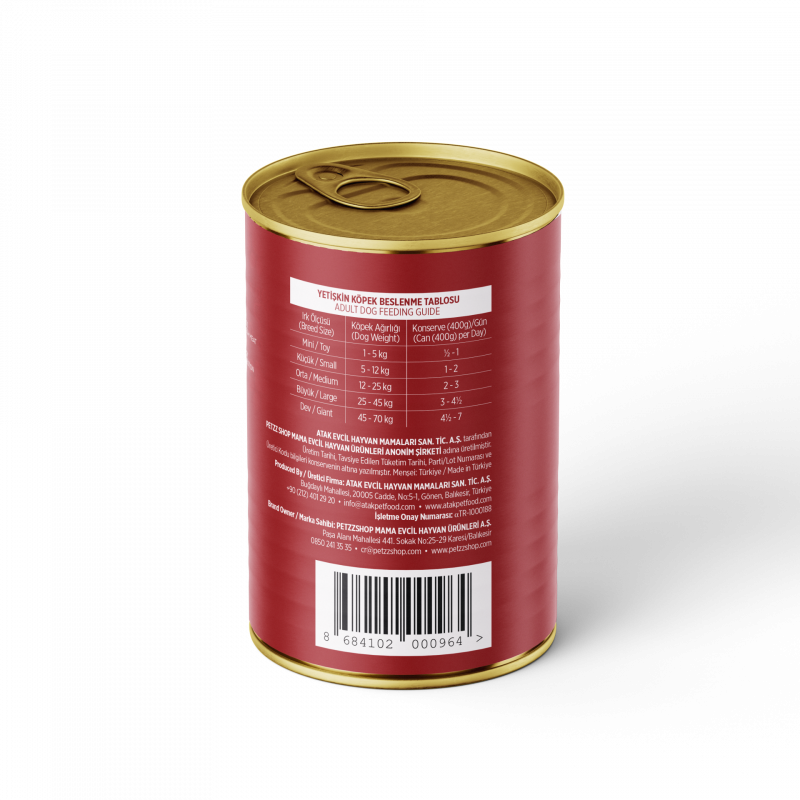 PetzzDogs 400 Gr Sığır Etli Yetişkin Köpek Konservesi 
