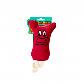 PetzzDogs Bull Sesli Dayanıklı Peluş Köpek Çiğneme Oyuncağı Bordo 16x18 Cm