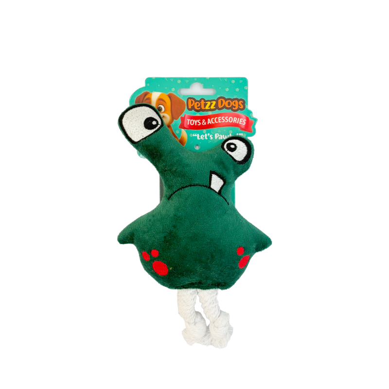PetzzDogs Kuntik Sesli Dayanıklı Peluş Köpek Çiğneme Oyuncağı Yeşil 22x16 Cm