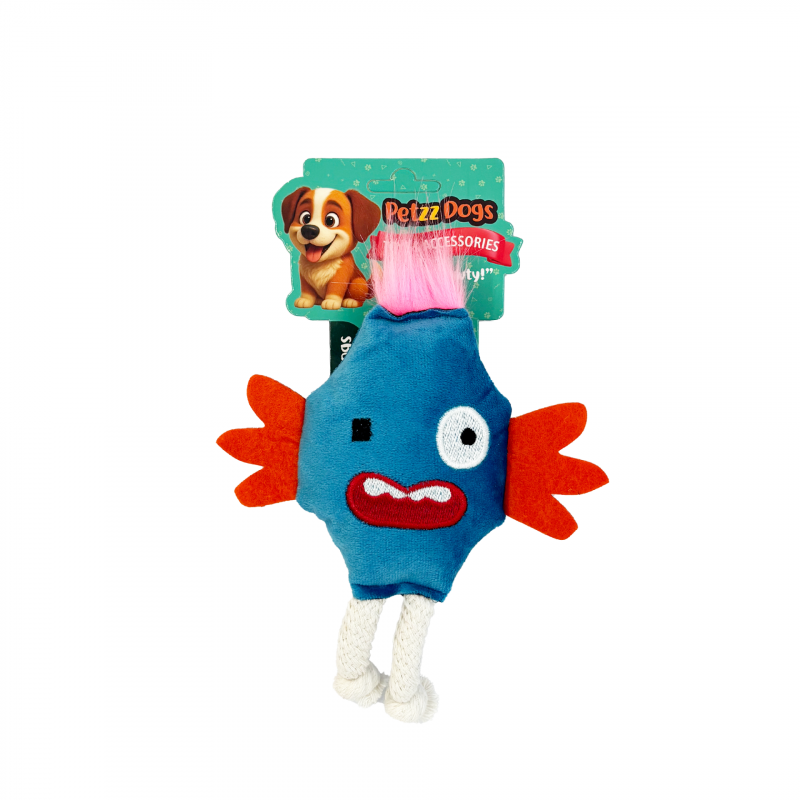 PetzzDogs Mad Sesli Dayanıklı Peluş Köpek Çiğneme Oyuncağı Mavi 24 × 15 cm