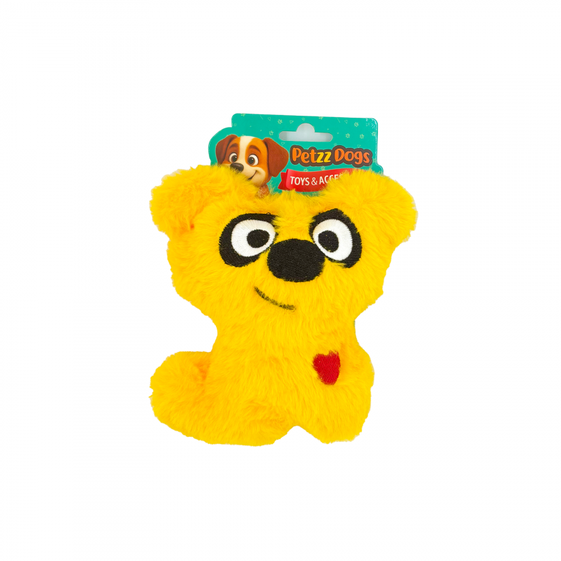 PetzzDogs Matatabi Köpek Şeklinde Peluş Köpek Çiğneme Oyuncağı Sarı 16x13 Cm